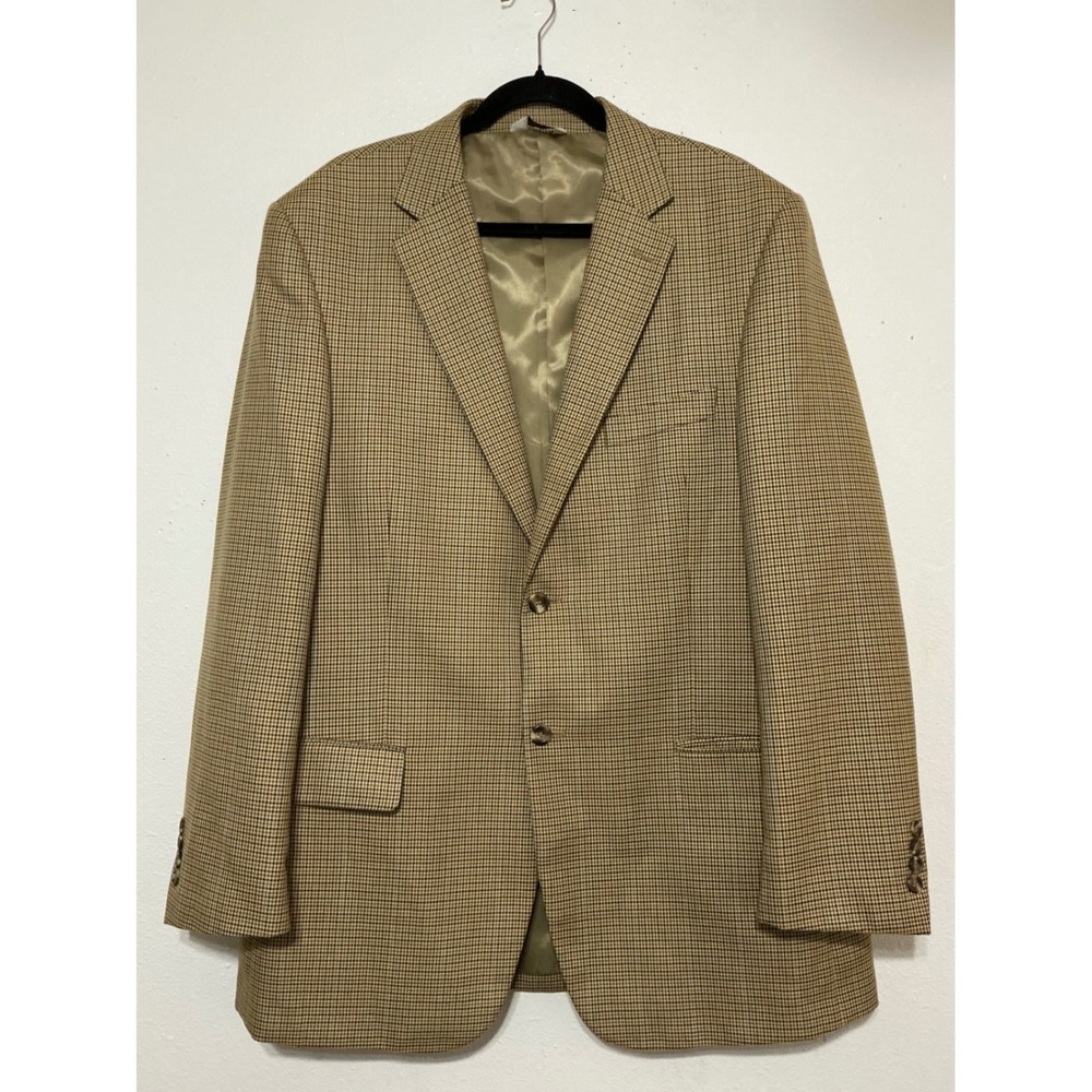 Linea Uomo VTG Houndstooth Blazer Tan Men 44L Classic‎ Tailored Old Money Luxe